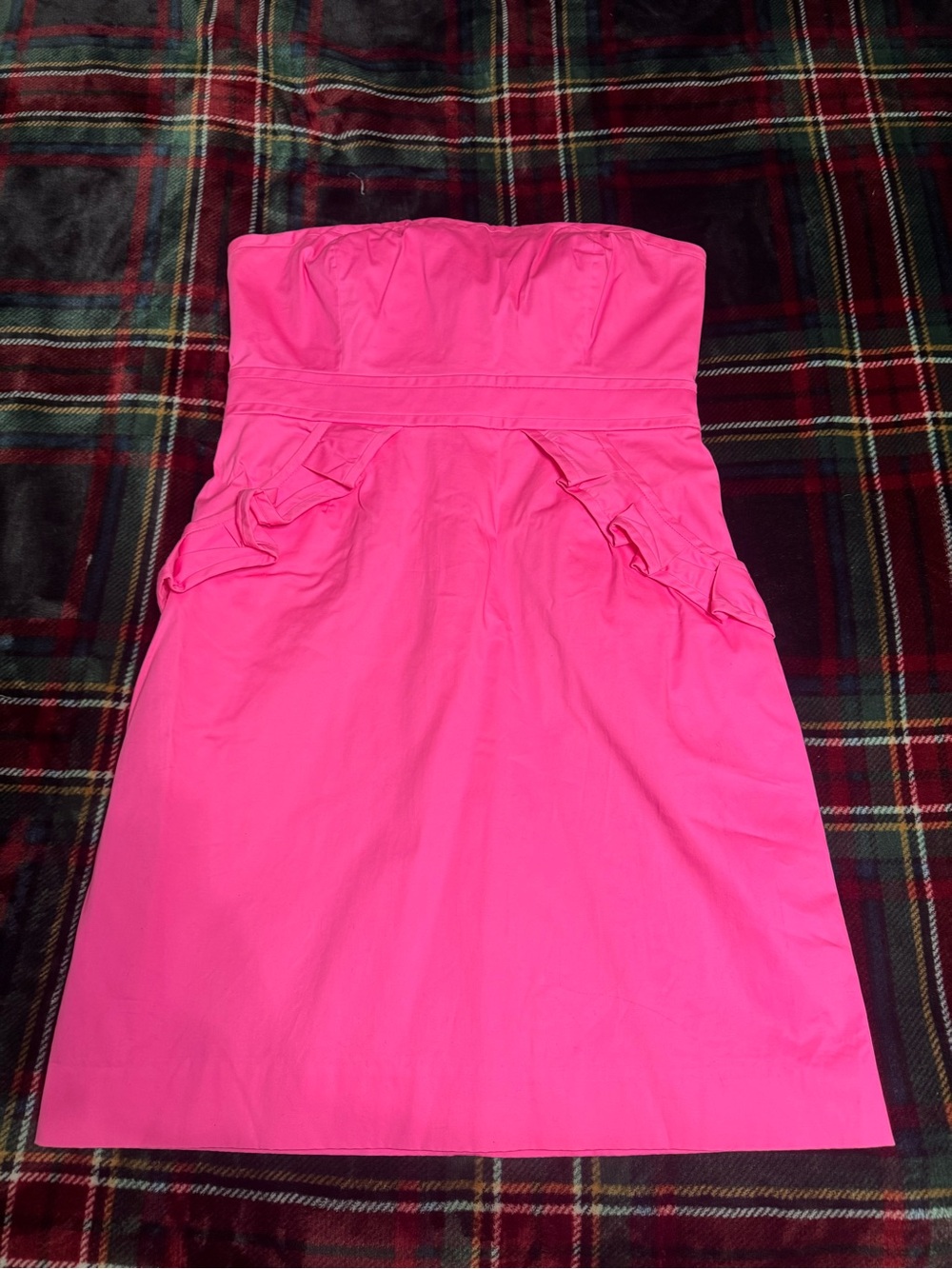 J. Crew Strapless Bright Pink Pocket Dress